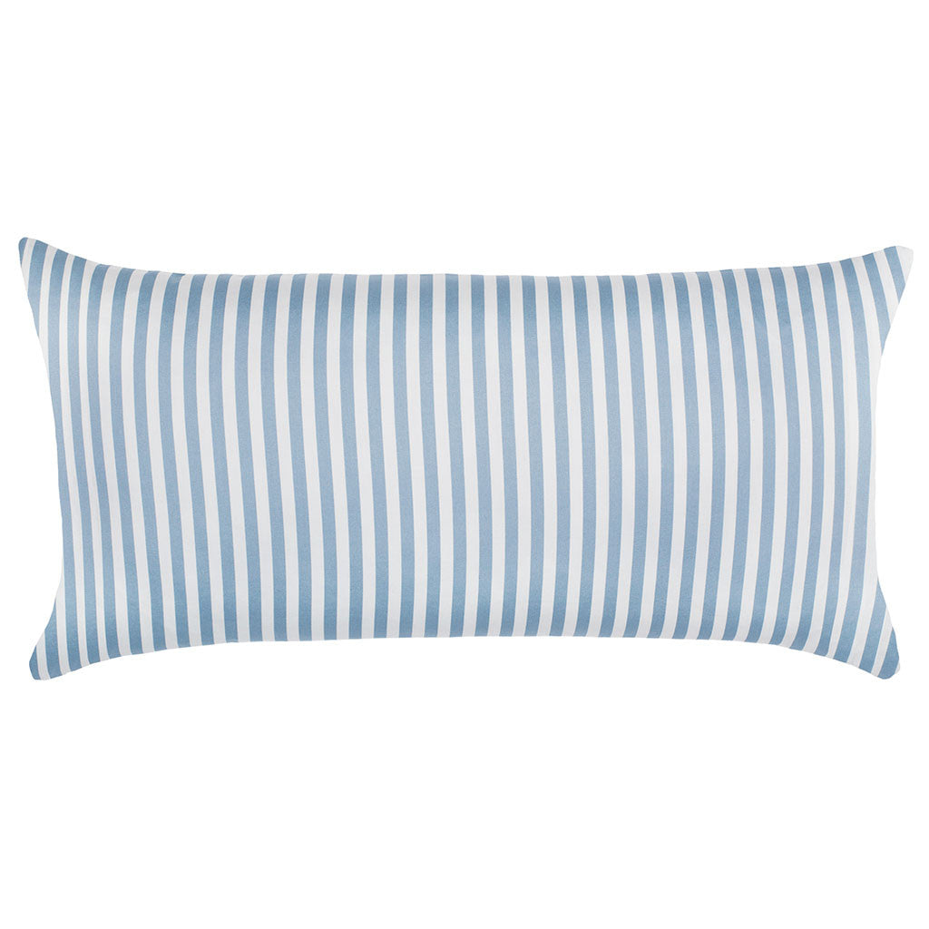 Blue and white striped lumbar pillow sale