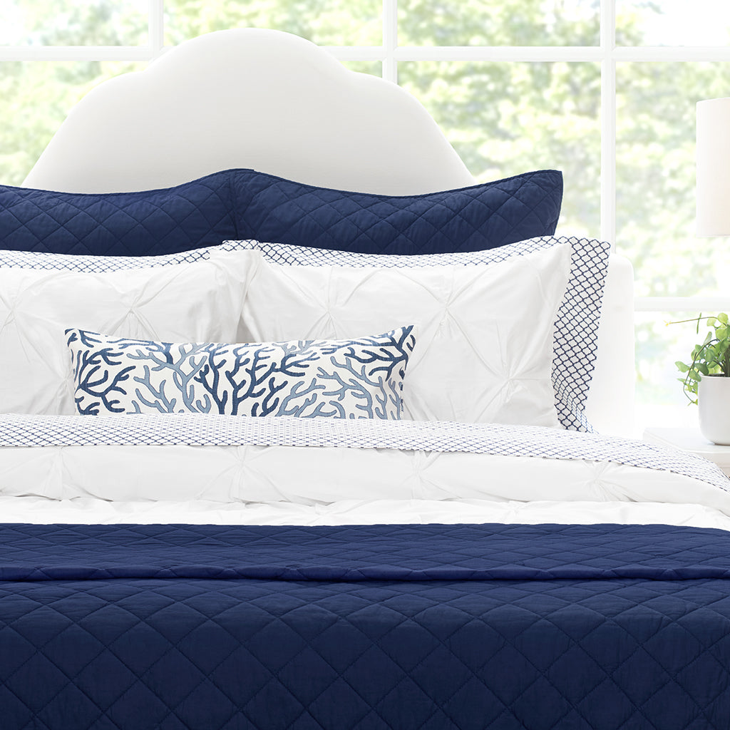 Navy Blue Diamond Quilt Euro Sham Euro Pillowcases Shams