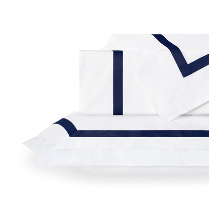 Bella Navy Framed Percale Duvet Cover