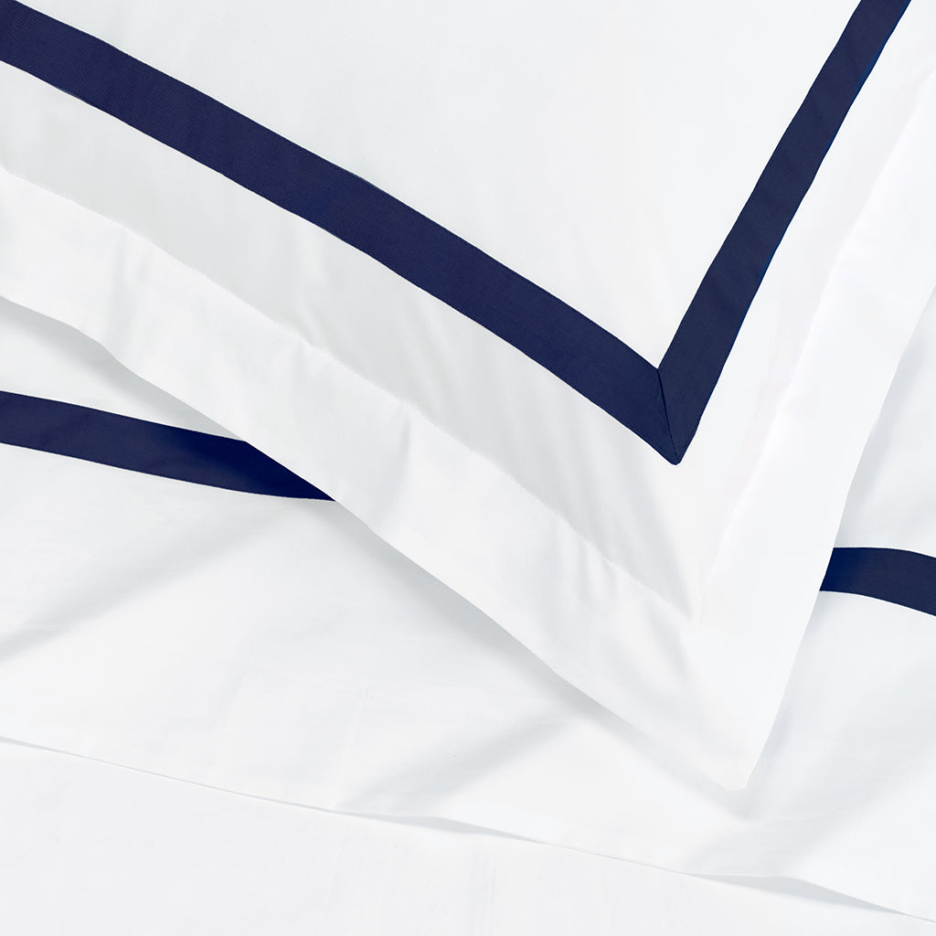 Bella Navy Framed Percale Duvet Cover