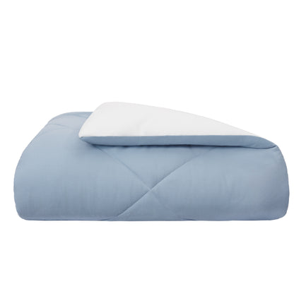 French Blue and Soft White Reversible Flannel Comforter