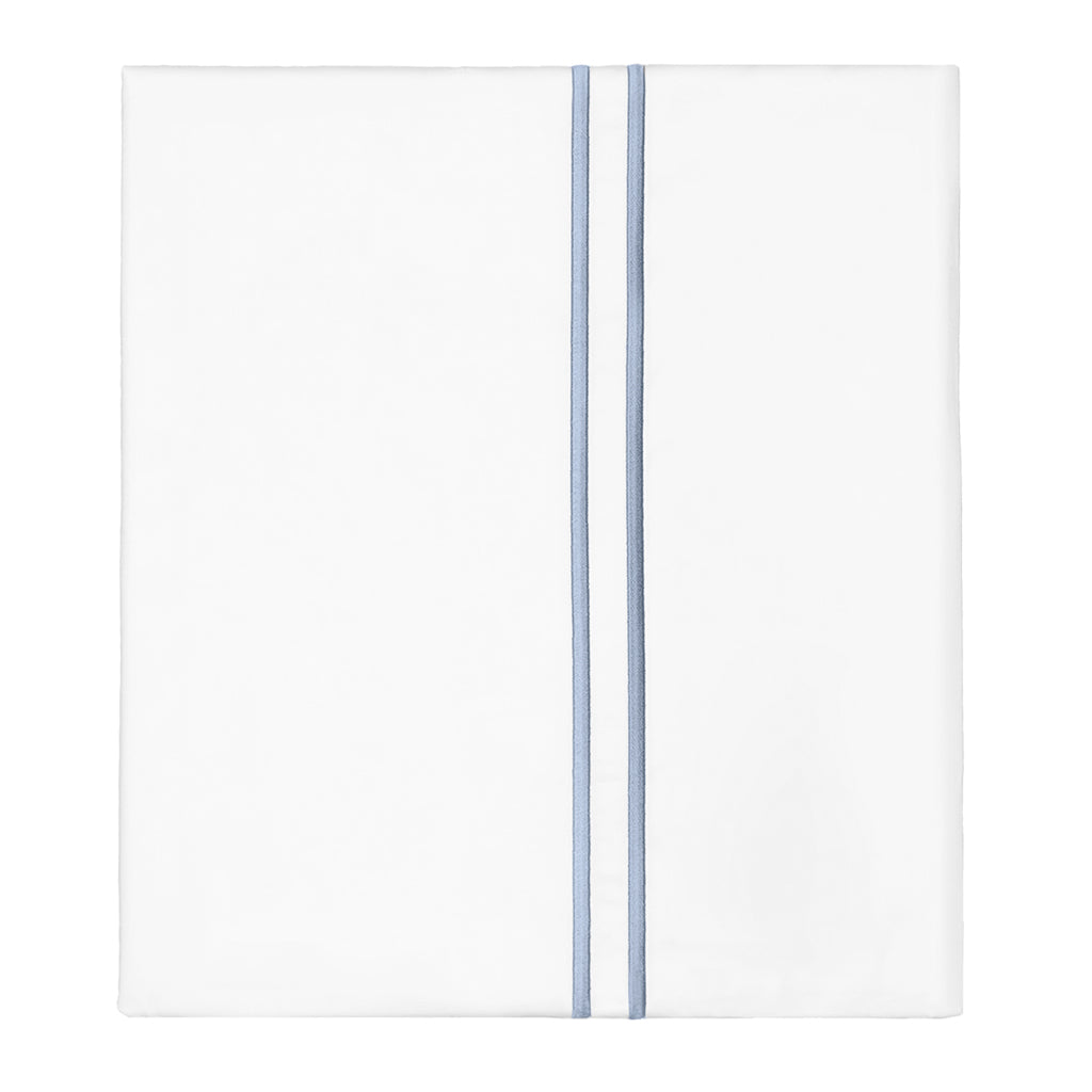 Cornflower Blue Lines Embroidered Pillowcase Pair