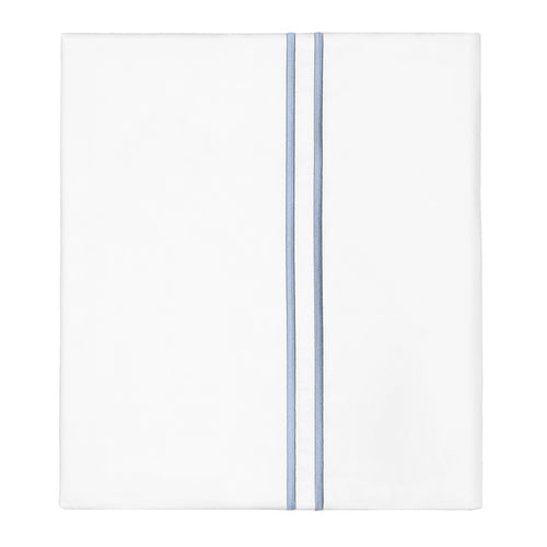 Cornflower Blue Lines Embroidered Pillowcase Pair