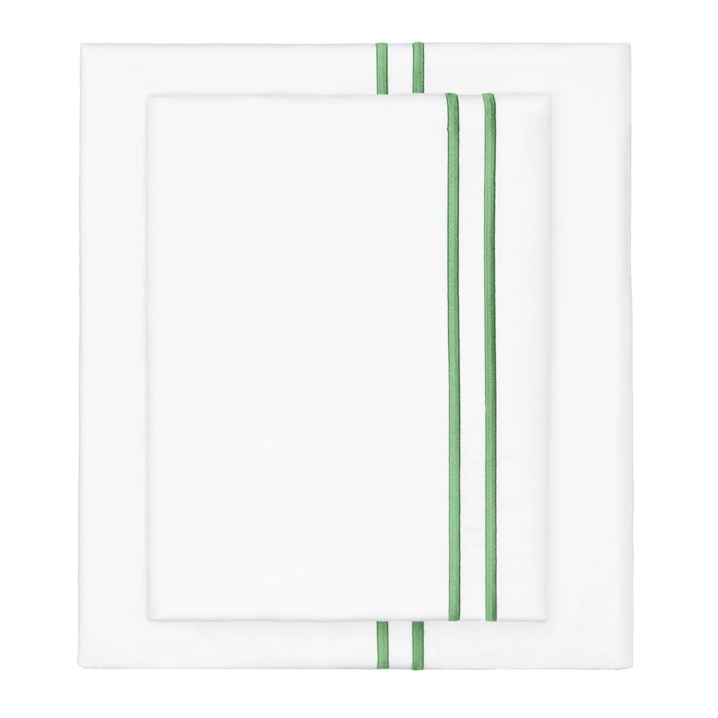 Palm Green Lines Embroidered Flat Sheet