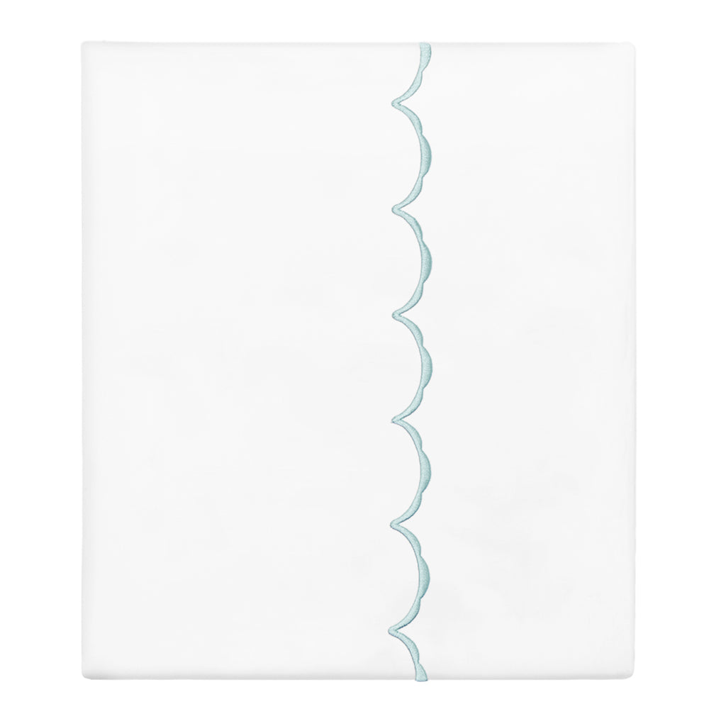 Porcelain Green Wavelet Embroidered Flat Sheet