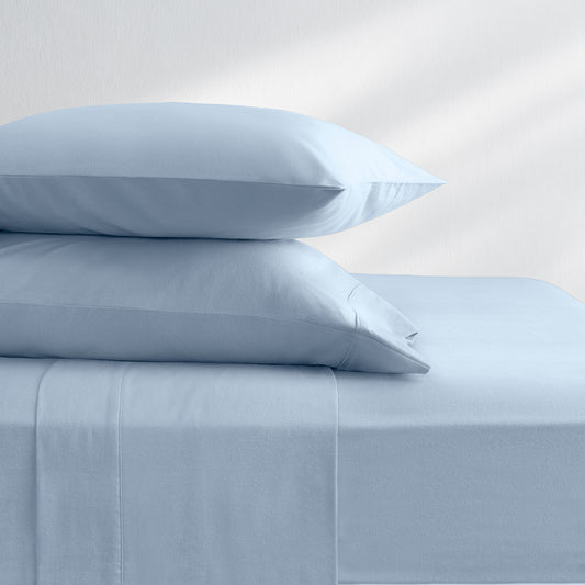 French Blue Flannel Pillowcase Pair