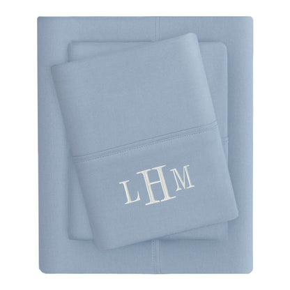 French Blue Flannel Sheet Set (Fitted, Flat, & Pillow Cases)