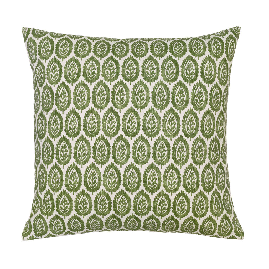 The Green Boho Leaf Square Throw Pillow