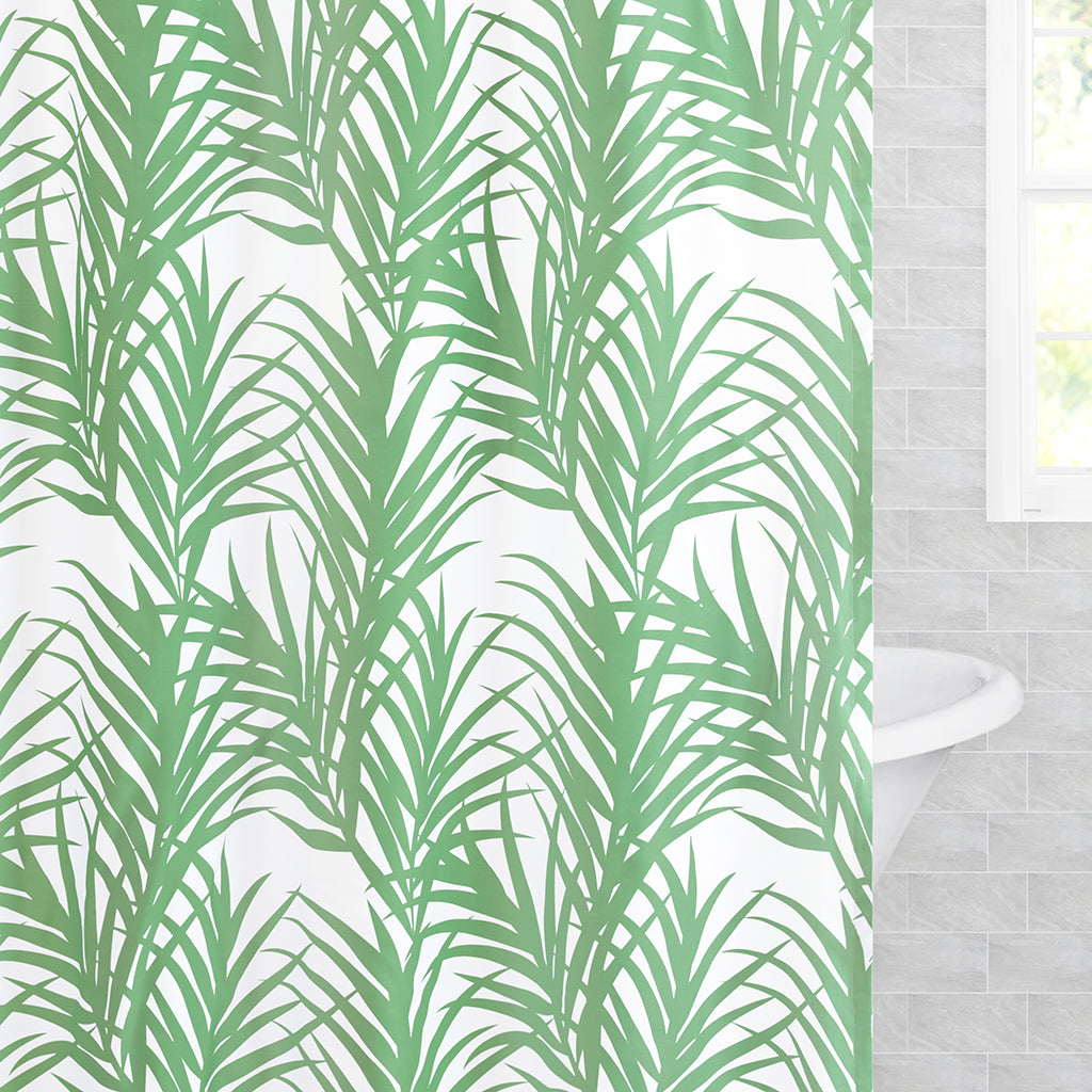 The Green Palm Leaf Shower Curtain