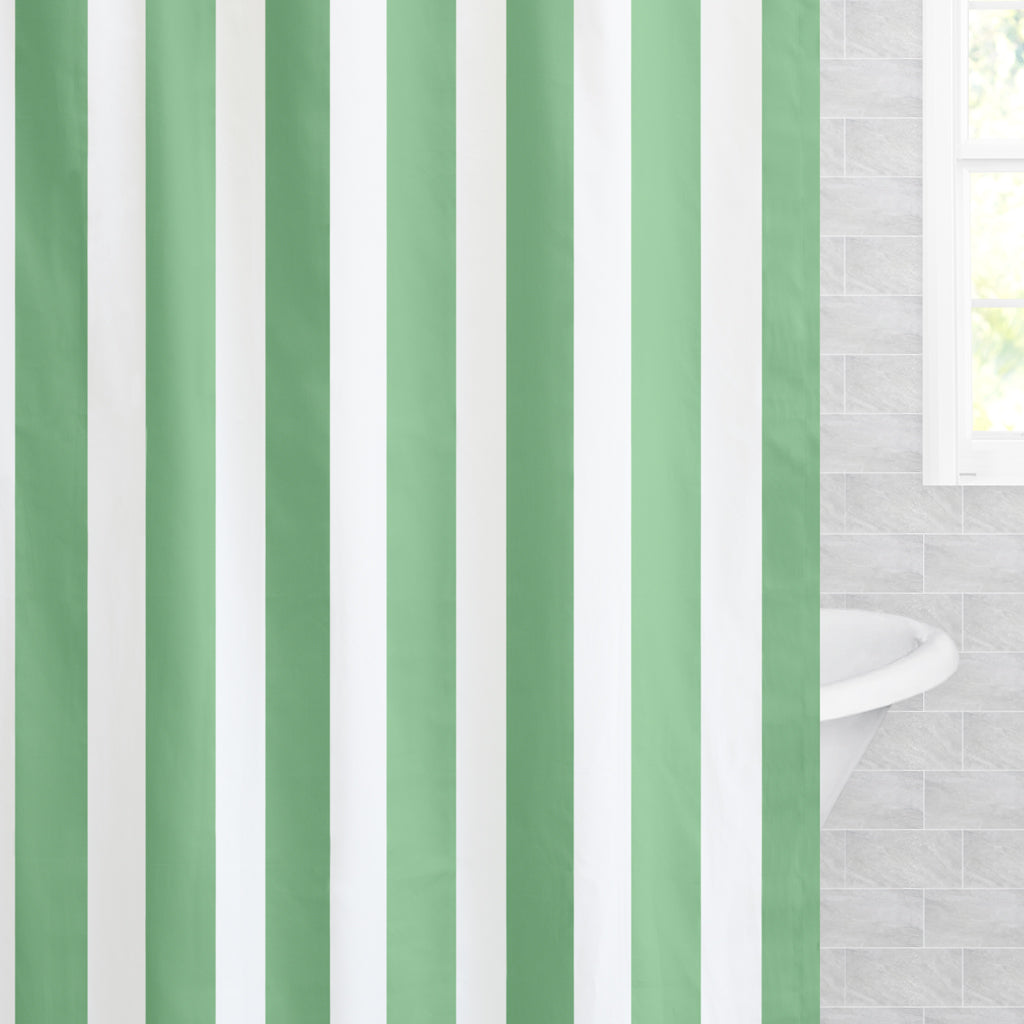 The Green Sailor Striped Shower Curtain