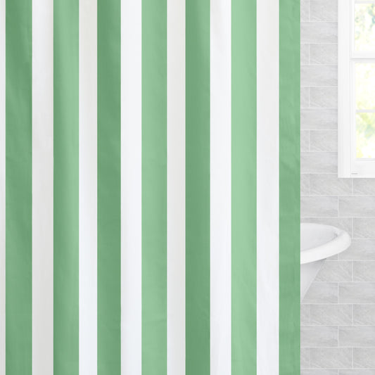 The Green Sailor Striped Shower Curtain