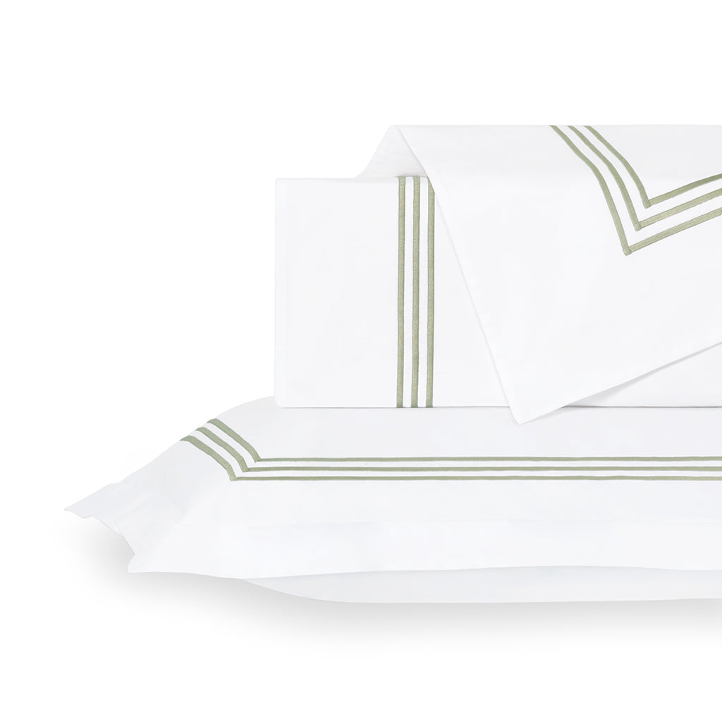 Octavia Eucalyptus Embroidered Percale Duvet Cover