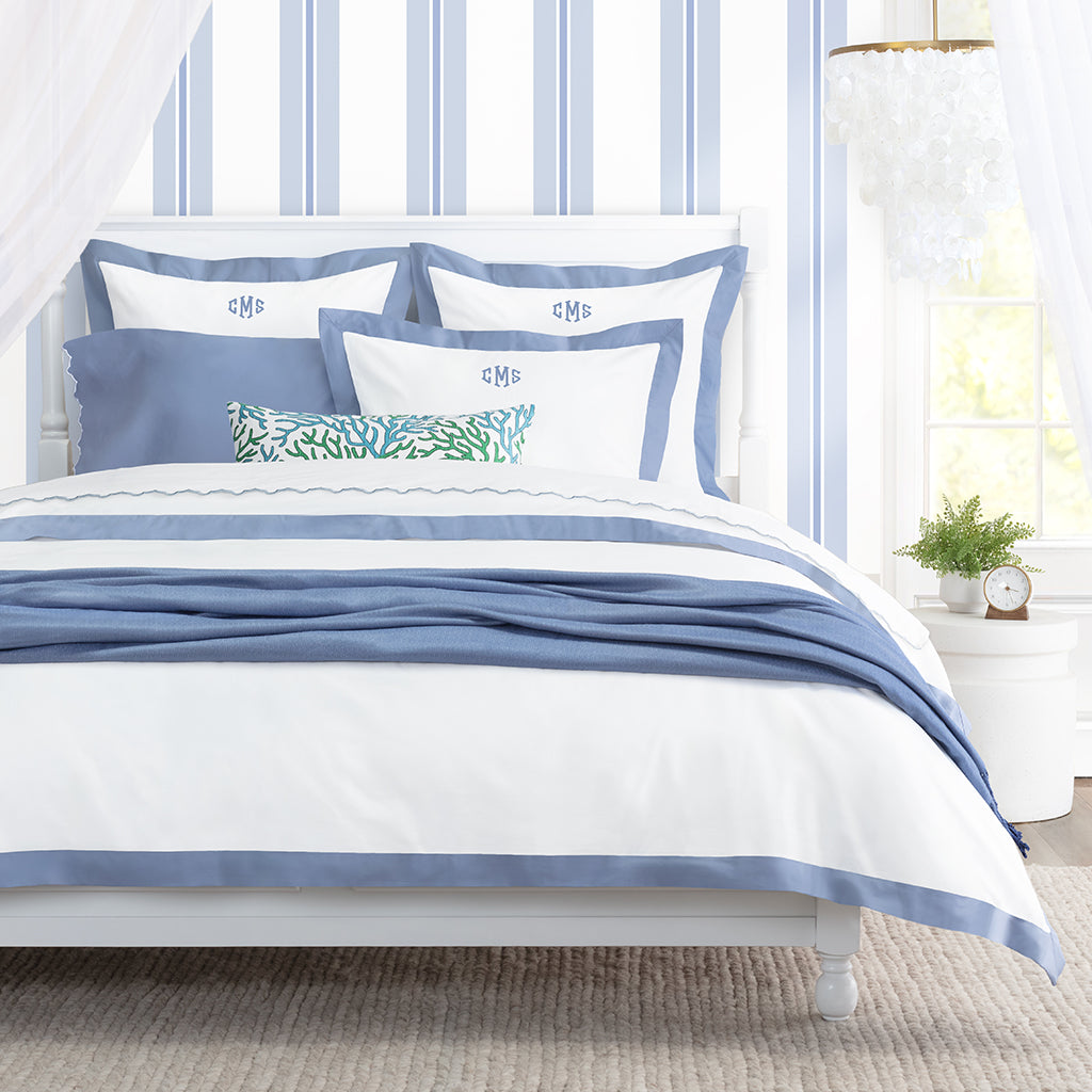 Coastal Blue Linden Border Duvet Cover