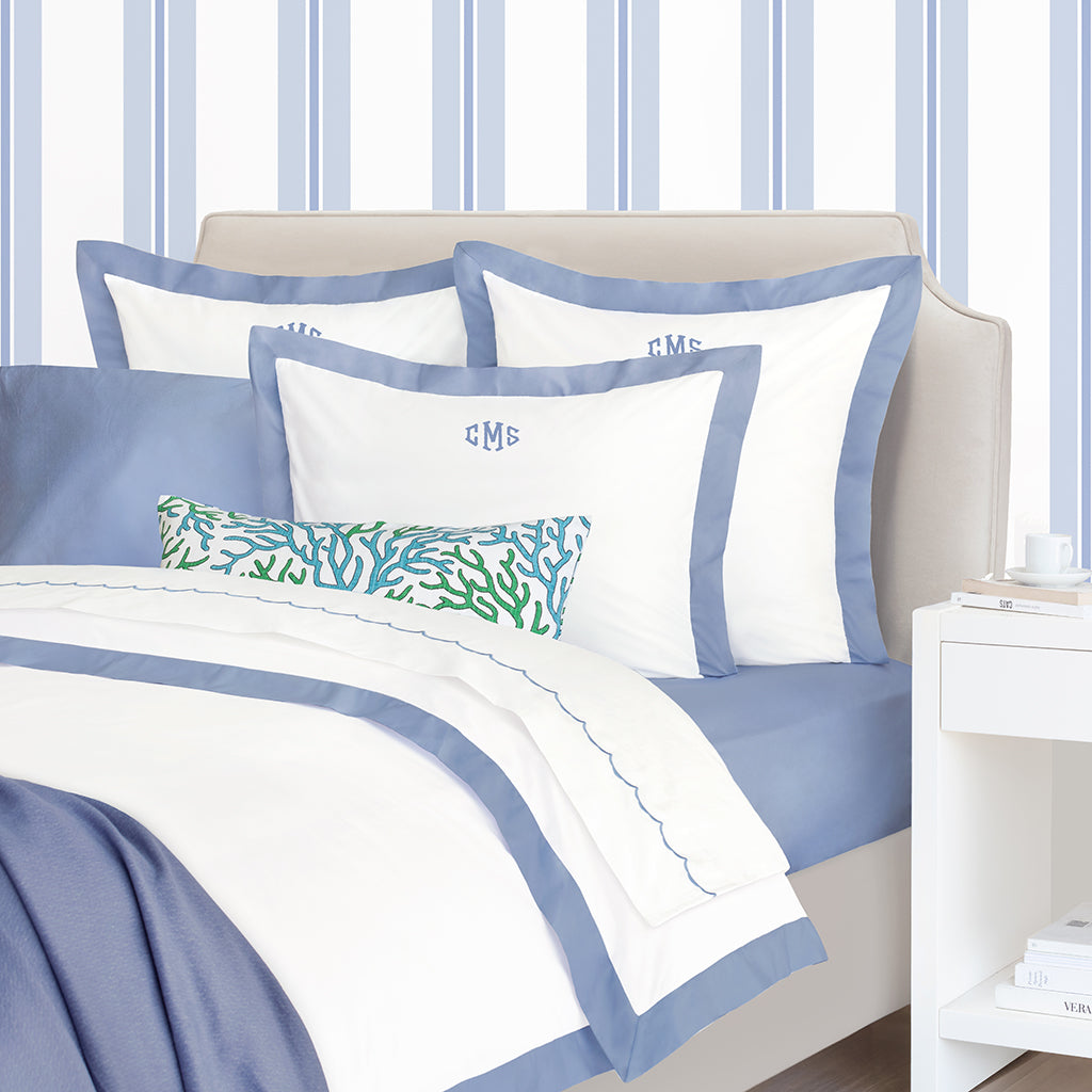 Coastal Blue Linden Border Duvet Cover