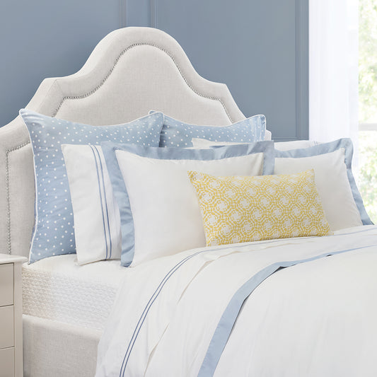 French Blue Linden Border Duvet Cover