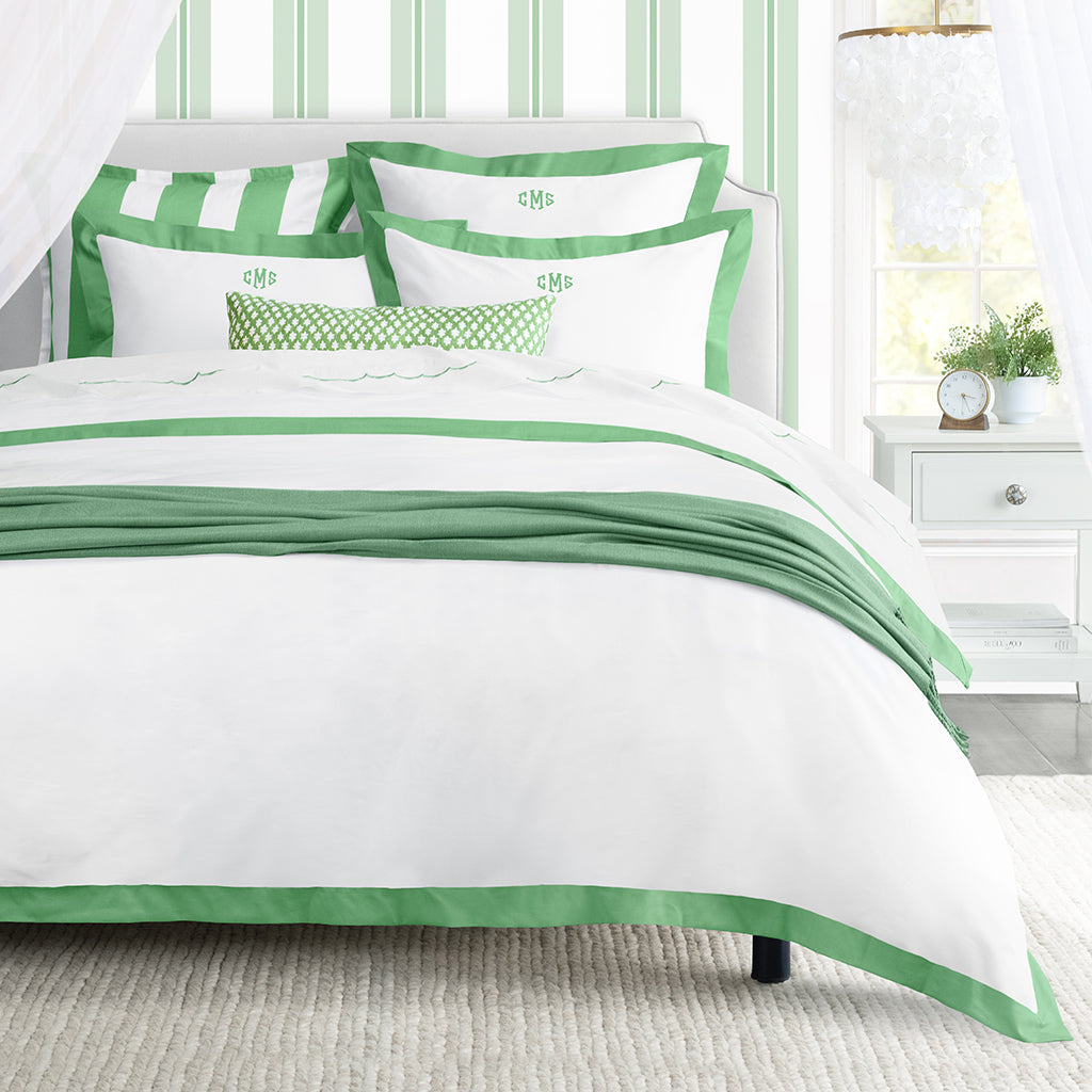 Green Linden Border Duvet Cover