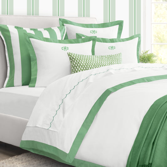 Green Linden Border Duvet Cover