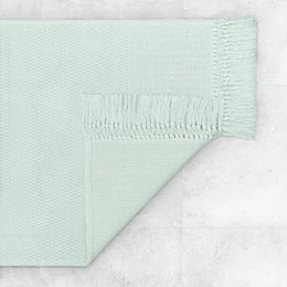 The Mist Green Fringed Textured Bath Mat