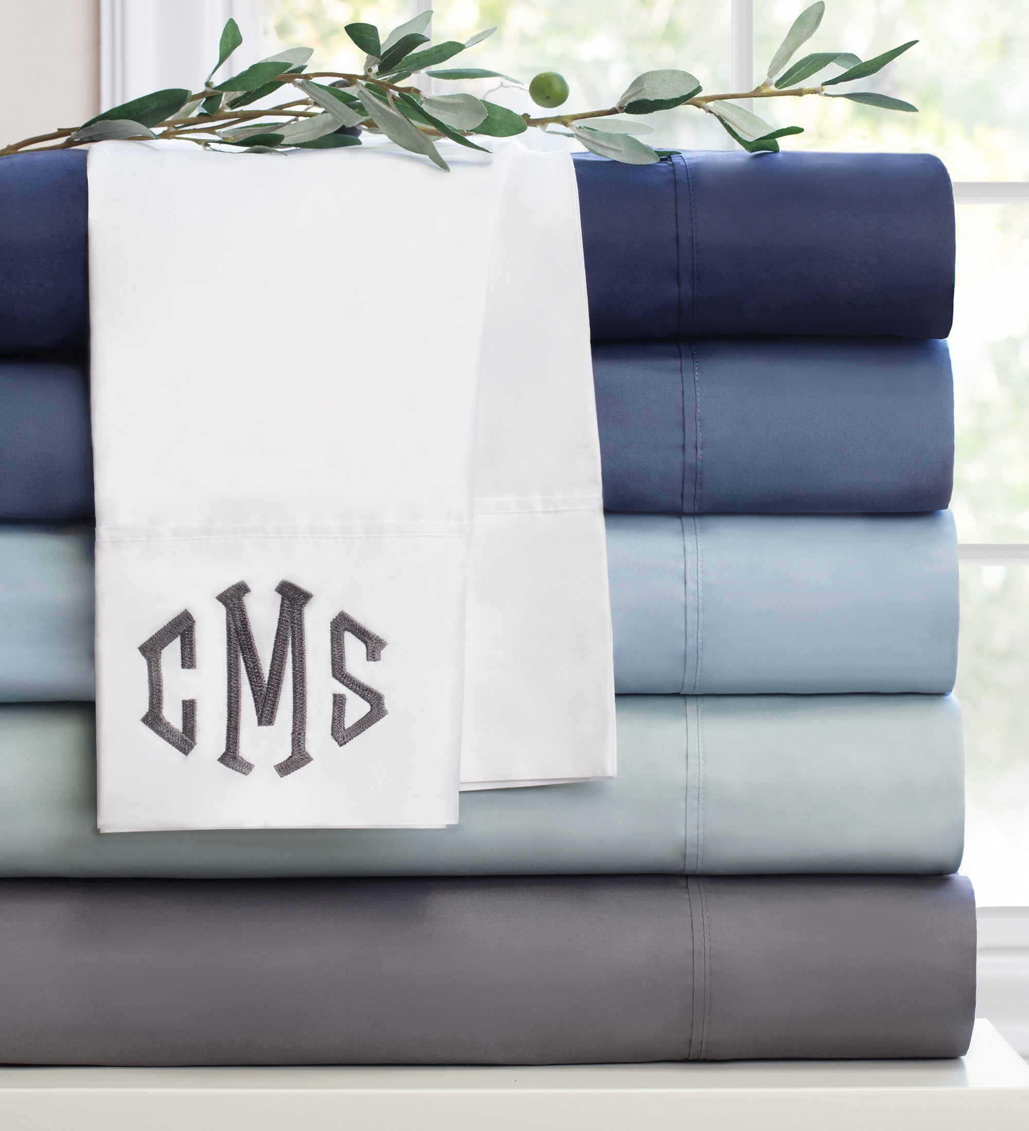 Monogrammed Blue Sheets