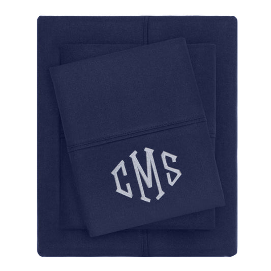 Navy Blue Flannel Sheet Set (Fitted, Flat, & Pillow Cases)