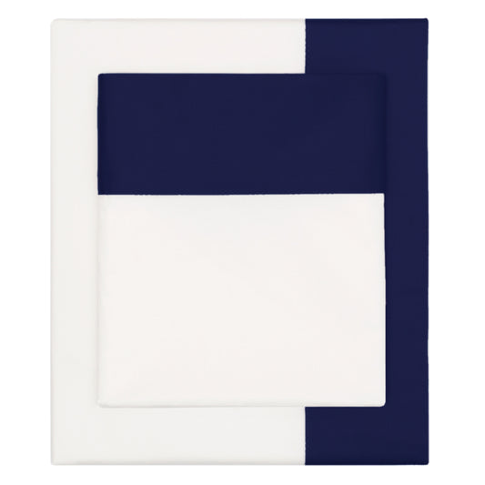 Navy Blue Border Sheet Set  (Fitted, Flat, & Pillow Cases)