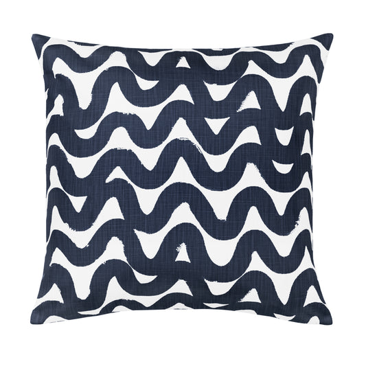 The Navy Modern Waves Square Throw Pillow