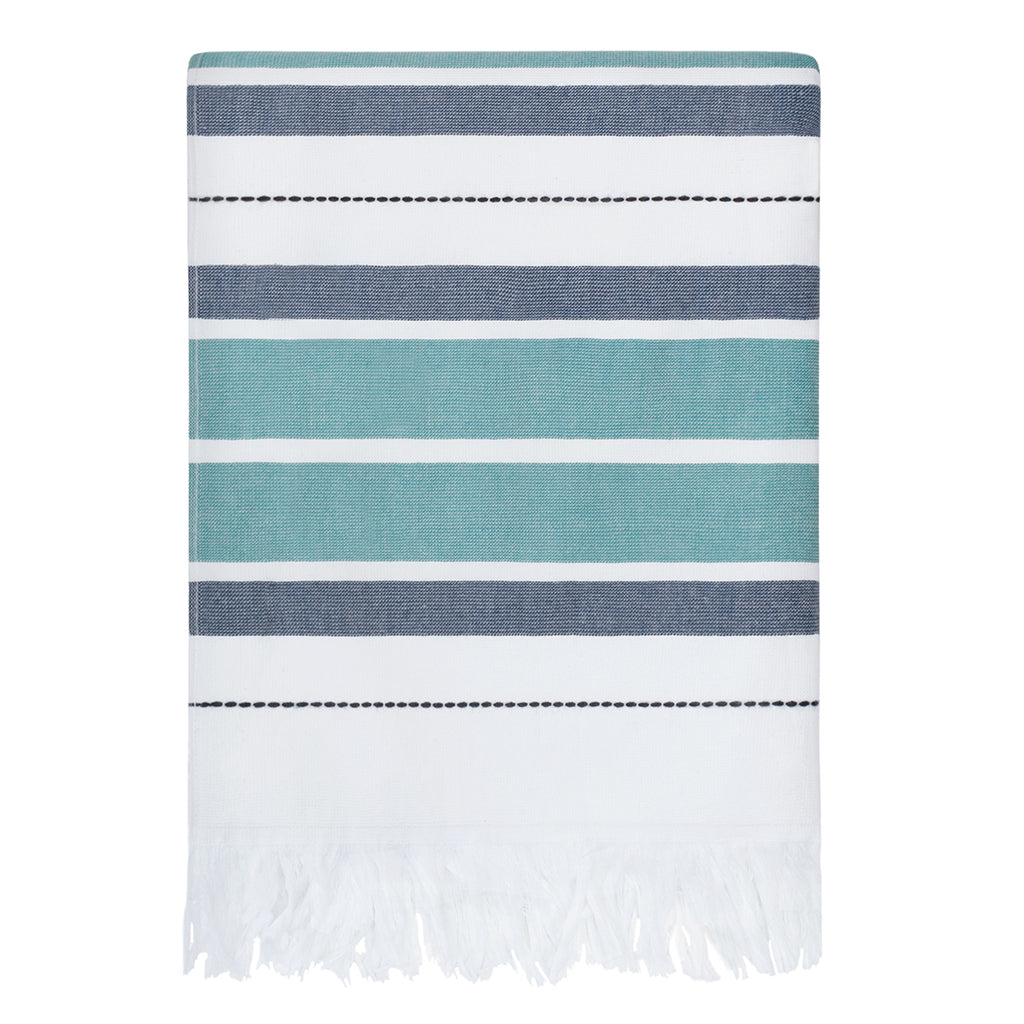 The Blue Coastal Stripe Fouta Beach Towel