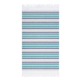 The Blue Coastal Stripe Fouta Beach Towel