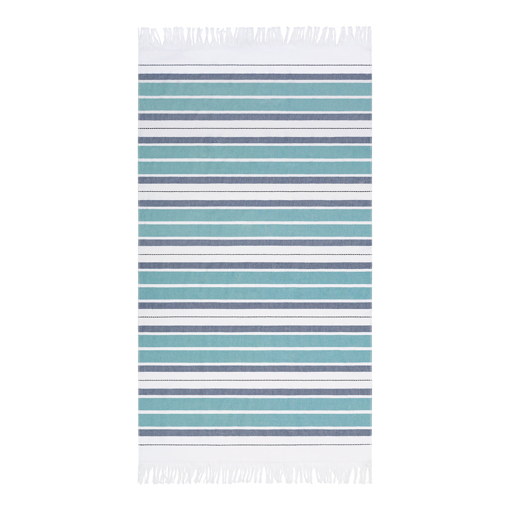 The Blue Coastal Stripe Fouta Beach Towel