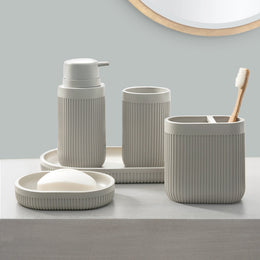 Modern Ribbed Taupe Bath Accessories, Soap Dish 