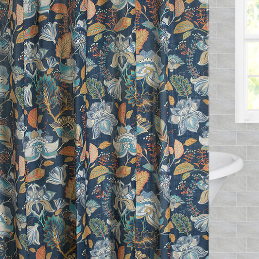 The Navy Botanical Shower Curtain