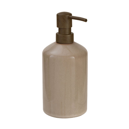 Stoneware Taupe Ceramic Bath Accessories, Soap/Lotion Pump