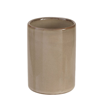 Stoneware Taupe Ceramic Bath Accessories, Tumbler