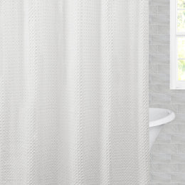 The White Circle Knit Shower Curtain