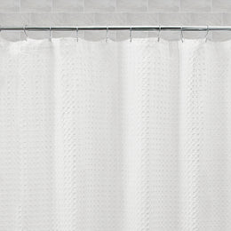 The White Circle Knit Shower Curtain