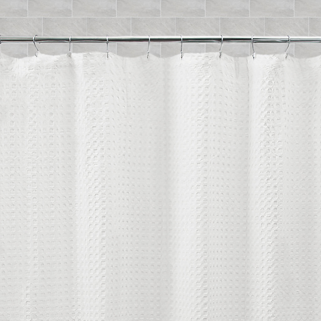 The White Circle Knit Shower Curtain