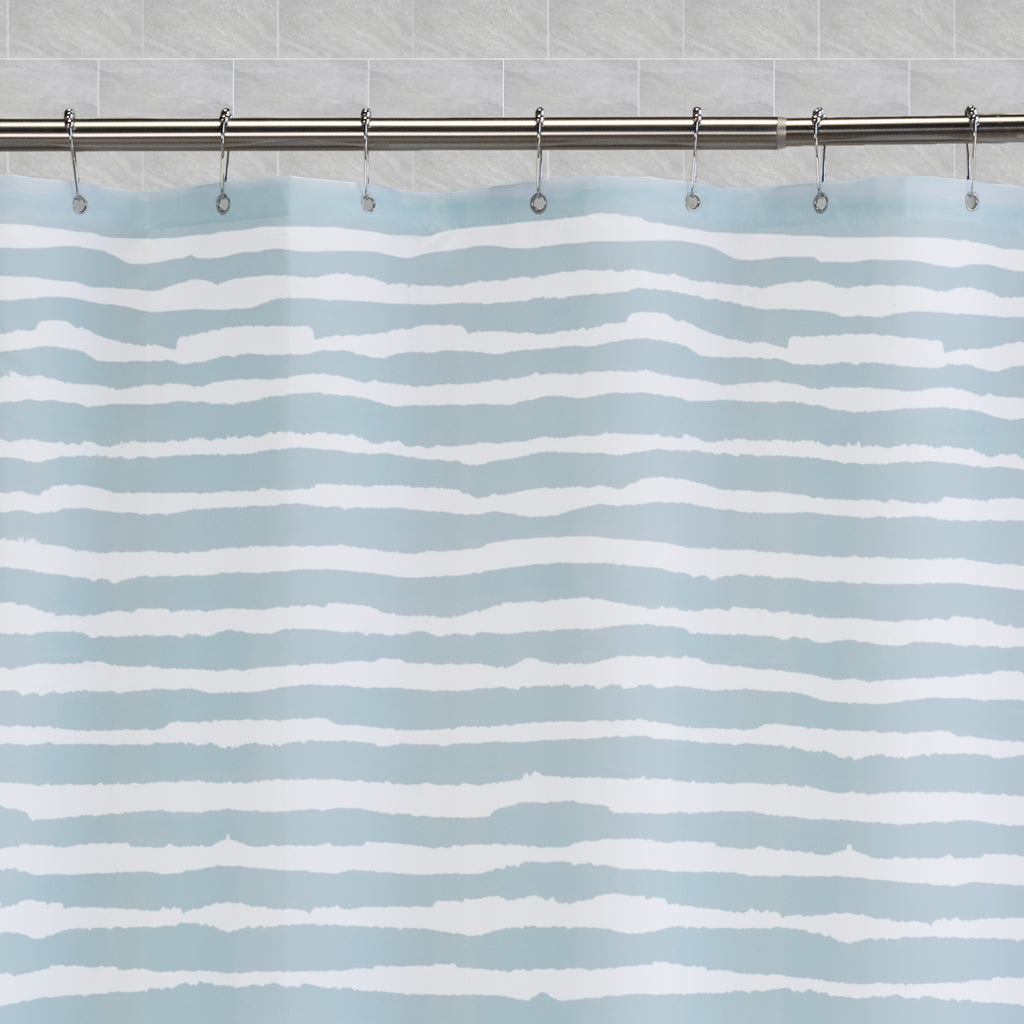 The Lagoon Watercolor Stripes Shower Curtain