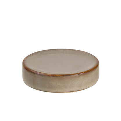 Stoneware Taupe Ceramic Bath Accessories, Soap Dish