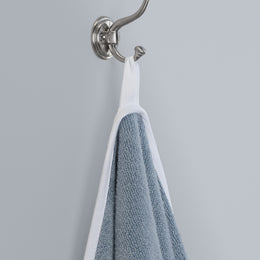 White Scalloped Plush Vista Blue Towel Essentials Bundle (2 Wash + 2 Hand + 2 Bath Towels)