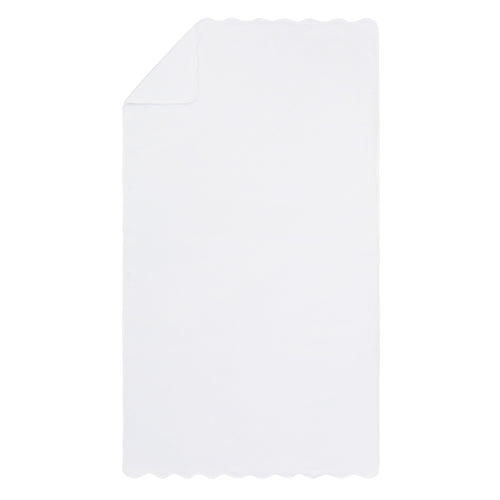 White Scalloped Plush White Bath Sheet