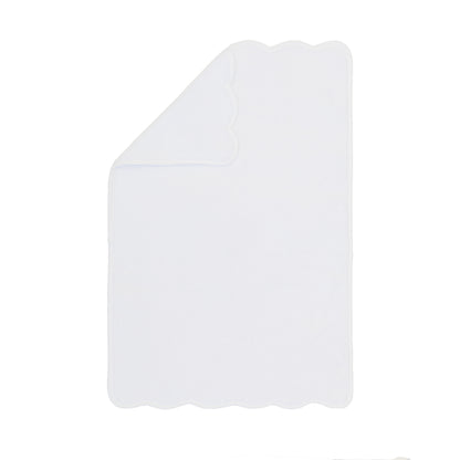 White Scalloped Plush White Hand Towel