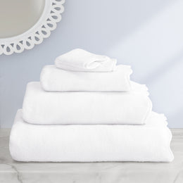 White Scalloped Plush White Washcloth