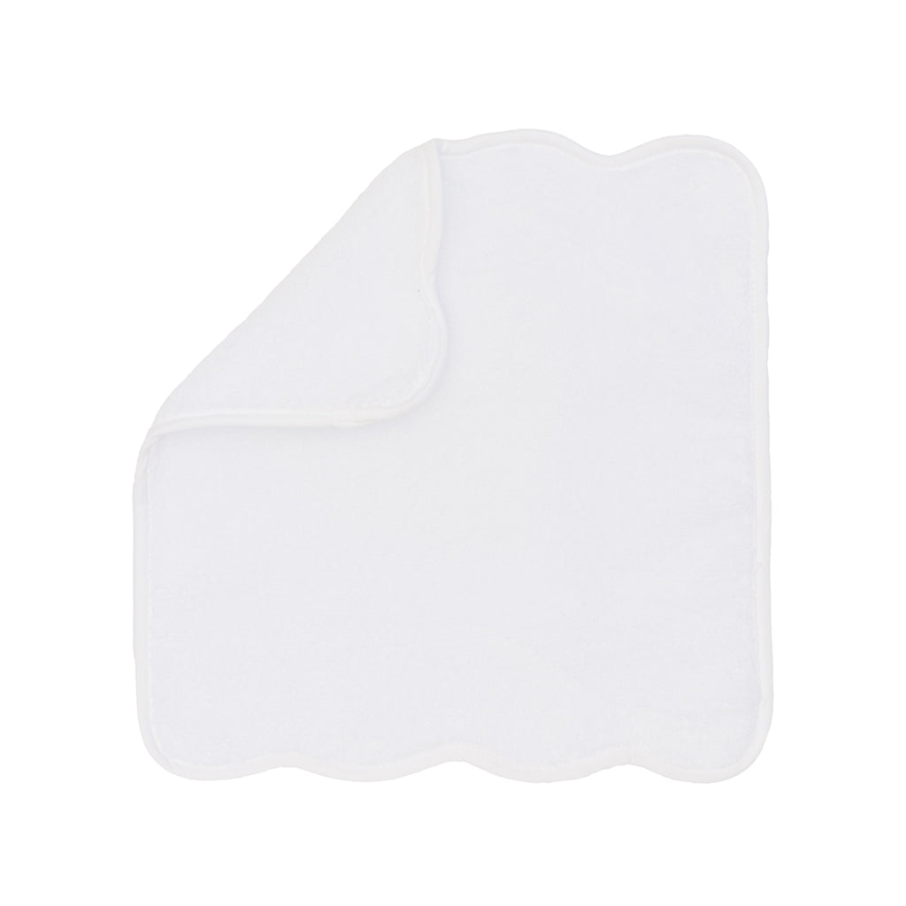 White Scalloped Plush White Washcloth