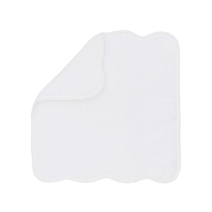 White Scalloped Plush White Washcloth