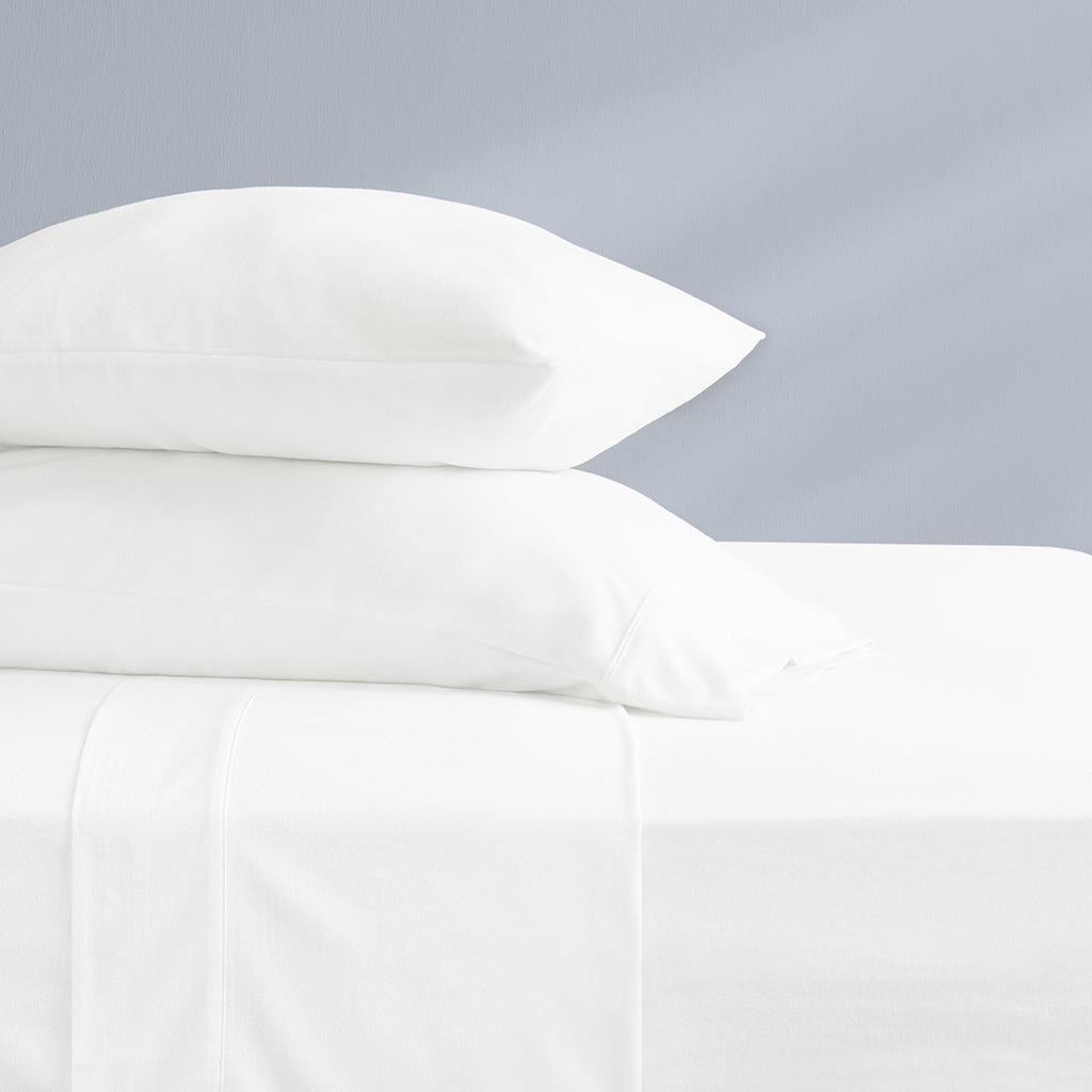 Soft White Flannel Sheet Set (Fitted, Flat, & Pillow Cases)