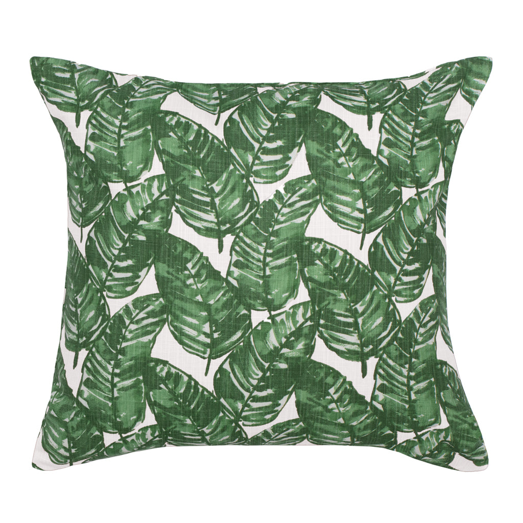 The White Tropics Palm Leaf Square Throw Pillow