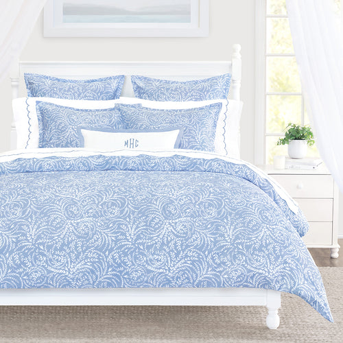 Sapphire Blue Luxury Bedding made with Silky Jacquard Fabric, Embroide