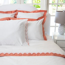 Apricot Scalloped Embroidered Sheet Set (Fitted, Flat, & Pillow Cases)