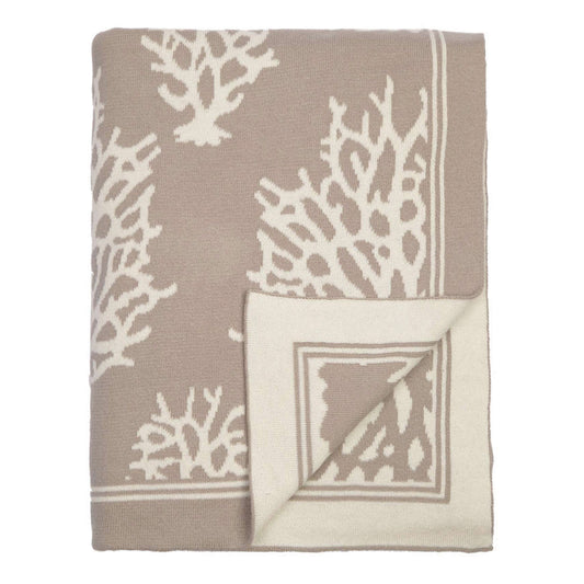 Beige Reef Reversible Patterned Throw