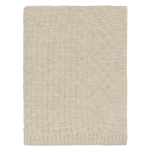 The Beige Textured Honeycomb Merino Wool Throw